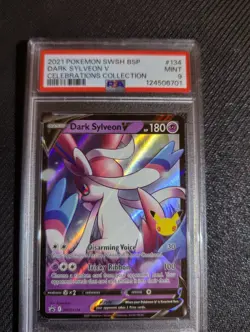 Pokemon 2021 Dark Sylveon V #134 25th Stamp BSP Celebrations Collection PSA 9 - Image 1