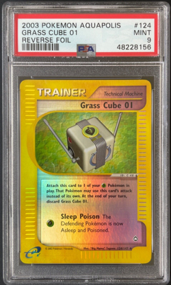 Pokemon Aquapolis 2003 Grass Cube 01 124/147 Reverse Holo PSA 9 - Image 1