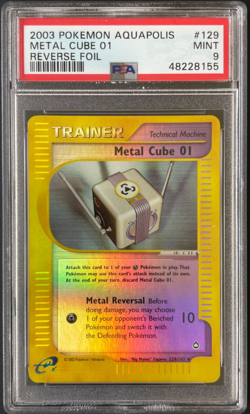 Pokemon Aquapolis 2003 Metal Cube 01 129/147 Reverse Holo PSA 9 - Image 1