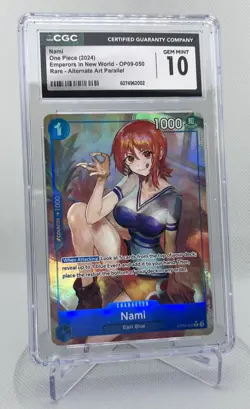 One Piece Card Game TCG Nami OP09-050 Alt Art CGC 10 Gem Mint - Image 2