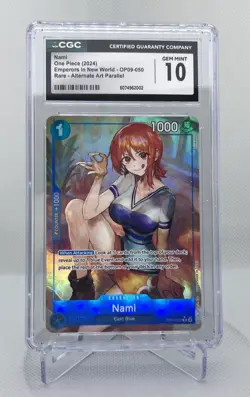 One Piece Card Game TCG Nami OP09-050 Alt Art CGC 10 Gem Mint - Image 3