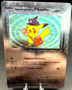 Pokemon Special Delivery Pikachu Silver Foil Holo Textured Fan Art Card Nintendo - Image 1