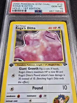 PSA 10 Koga's Ditto Holo 10/132 - 2000 1st Edition Gym Challenge Pokemon Card - Image 2