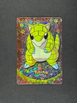 topps Pokemon TV Animation Series Vending Sticker Prism RARE #27 Sandshrew Stars - Image 1