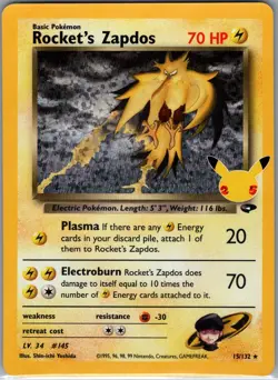 Rocket's Zapdos 15/132 Holo Celebrations: Classic Collection - Pokemon Card - NM - Image 1