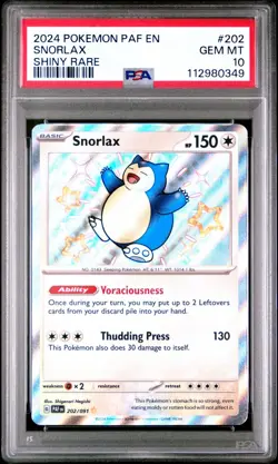 Snorlax 202/091 Paldean Fates PSA 10 Shiny Rare Pokemon Card English - Image 2