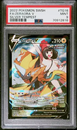 PSA 9 MINT Zeraora V TG16/TG30 Silver Tempest Trainer Gallery Holo Pokemon 2022 - Image 1