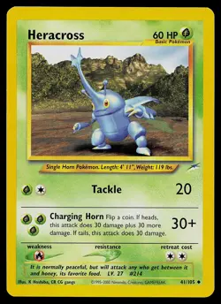 Pokemon Card - Heracross Neo Destiny 41/105 Uncommon Non Holo - Image 1