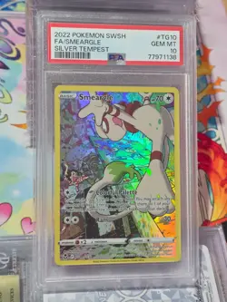 2022 Pokemon Sword & Shield Silver Tempest Smeargle TG10 PSA 10 - Image 1