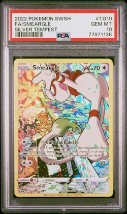 2022 Pokemon Sword & Shield Silver Tempest Smeargle TG10 PSA 10 - Image 2
