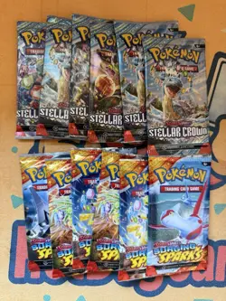 Pokemon TCG Lot - 6 Surging Sparks + 6 Stellar Crown Booster Packs ?? New Sealed - Image 1
