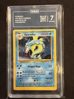 1999 Pokemon Base Set Unlimited Gyarados Holo Rare TAG 7 Near Mint 6/102 - Image 1