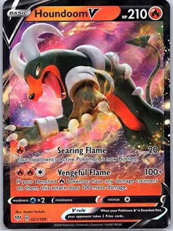 Houndoom V 021/189 SWSH03: Darkness Ablaze - Pokemon Card - NM - Image 1