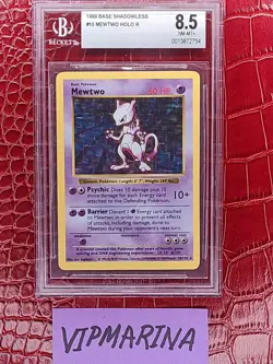 1999 Pokemon Base Set Shadowless Mewtwo 10/102 Holo - BGS 8.5 NM-MT+ EASY PSA 9! - Image 1