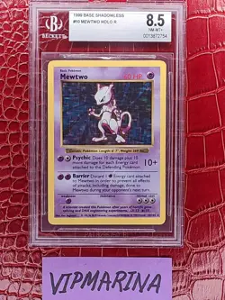 1999 Pokemon Base Set Shadowless Mewtwo 10/102 Holo - BGS 8.5 NM-MT+ EASY PSA 9! - Image 4