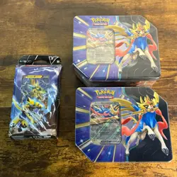 Lot Of 2 Pokemon Slashing Legends Collectors Tins - ZACIAN EX & Vbattle Deck - Image 1