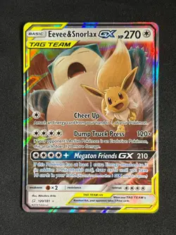 Pokemon Eevee & Snorlax GX 120/181 Sm-Team Up Holo NM - Image 1