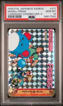 1999 POKEMON JPN BANDAI CARDDASS VENDING SER 6 #217 MARILL-PRISM PSA 10 - Image 1