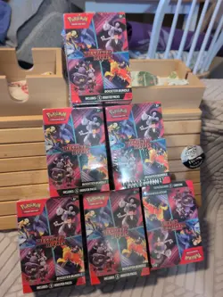 6 Pokemon Destined Rivals Booster Bundles With Scarlet Violet Booster Packs. - Image 1