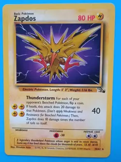 POKEMON Card ZAPDOS Rare FOSSIL 30/62 NM Non Holo Unlimited 1999 TCG Nice!! - Image 1