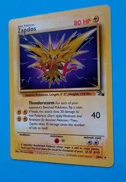 POKEMON Card ZAPDOS Rare FOSSIL 30/62 NM Non Holo Unlimited 1999 TCG Nice!! - Image 2