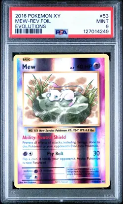 2016 POKEMON XY EVOLUTIONS #53 MEW-REVERSE FOIL PSA 9 - Image 1