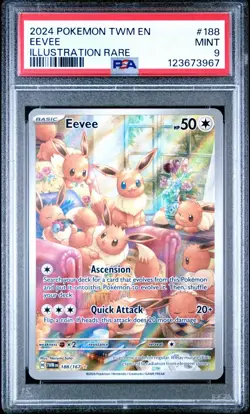 Pokemon TCG Eevee 188/167 Twilight Masquerade Illustration Rare PSA 9 - Image 1