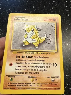 Carte Pokemon Francais Wizard Set De Base Sabelette 62/102 Edition 2 Unlimited - Image 3