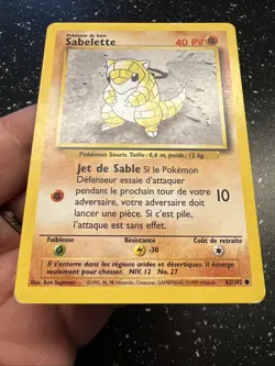 Carte Pokemon Francais Wizard Set De Base Sabelette 62/102 Edition 2 Unlimited - Image 4
