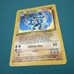 Pokemon TCG Machamp First Edition 8/102 Base Set Holo Rare Card LP/NM - Image 3