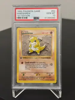 Sandshrew 1st Edition Base Set 1999 Pokemon Card #62 PSA 10 - Image 1