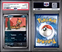 Pokemon WHT EN White Flare Scraggy #057 Poke Ball Reverse Holo PSA 10 GEM MINT - Image 1