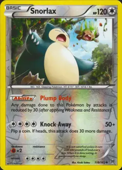 Snorlax 118/162 Reverse-Holo Uncommon XY BREAKthrough Pokemon Card LP/MP - Image 1