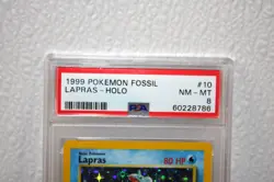 Pokemon TCG Lapras Fossil Holo Unlimited Rare Card 10/62 Vintage PSA 8 - Image 2