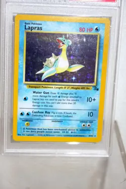 Pokemon TCG Lapras Fossil Holo Unlimited Rare Card 10/62 Vintage PSA 8 - Image 3