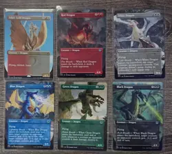 MTG 6 Uncommon/Rare Dragon Borderless Lot Gold Dragon D&D AFR - Image 1