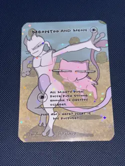 Pokemon Mewtwo and Mew Pokederp - Tag Team Derpy Card - Art by Jwillyguy - Image 1