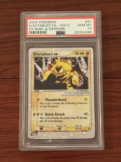 Pokemon English PSA 10 Gem Mt Electabuzz EX POP 60 Holo Ruby & Sapphire 2003 #97 - Image 1
