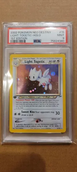 Pokemon 2002 Light Togetic 1st Edition Neo Destiny #15 Holo Rare PSA 9 - Image 1