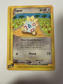 Pokemon TCG Togepi Regular 114/147 Aquapolis Excellent Condition - Image 1