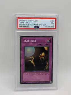 2002 Yugioh #058 Trap Hole Leg Blue Eyes White Dragon PSA 7 - Image 1
