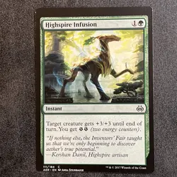 Mtg Misprint Error Oddity Miscut Highspire Infusion Green Instant Aether Revolt - Image 1