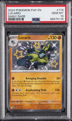 2024 POKEMON PAF EN-PALDEAN FATES SHINY RARE #174 LUCARIO PSA 10 - Image 1