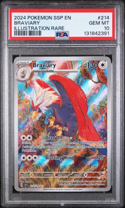 PSA 10 GEM BRAVIARY #214 ILLUSTRATION RARE 2024 POKEMON SSP EN SURGING SPARKS - Image 1