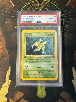 Pokemon Scyther 10/64 Jungle 1st Edition Vintage Holo PSA 4.5 - Image 1