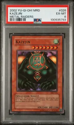 2002 Yu-Gi-Oh! Kazejin Metal Raiders Unlimited Super Rare PSA 6 - Image 1