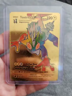 Toxtricity Vmax Rainbow Gold Foil Fan Art Vinyl Textured Collector Pokemon Card - Image 1