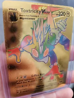 Toxtricity Vmax Rainbow Gold Foil Fan Art Vinyl Textured Collector Pokemon Card - Image 3