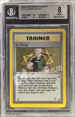 CARTA POKEMON LT. SURGE 17/132 HOLO GYM HEROES BGS 8 GRADATA TCG CARD BECKETT - Image 1