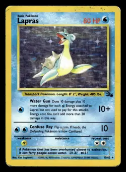 Lapras 10/62 Holo Rare Fossil Set Pokemon Card - Image 1